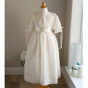 RARE FIND Strasburg Heirloom Dress Ivory Creme Silk Organza Satin Trim Size 8/10